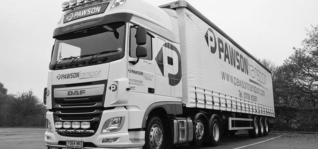 Pawson Transport Truck Black and White Photo